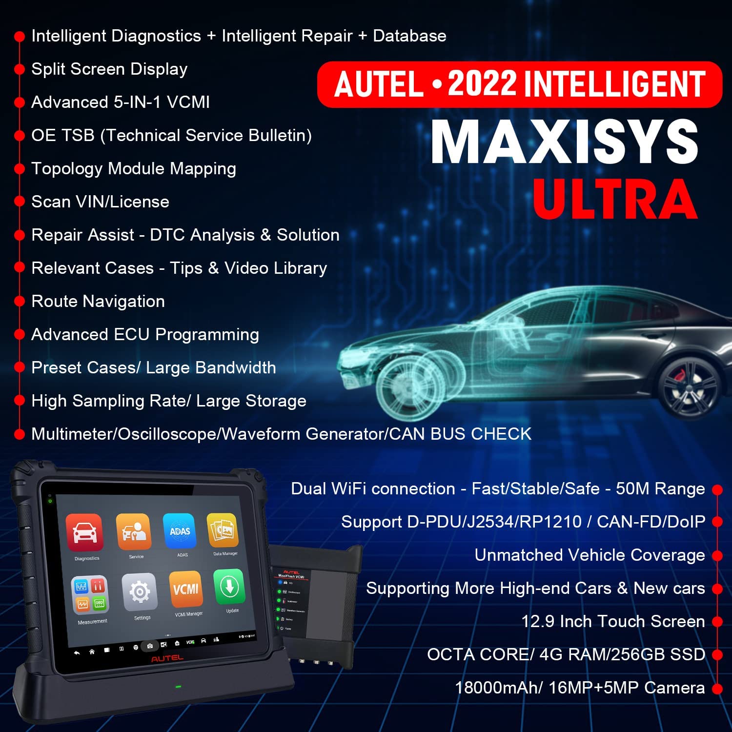Autel MaxiSYS Ultra Intelligent Diagnostic Tool for Car with 5-IN-1 VCMI and ECU Programming