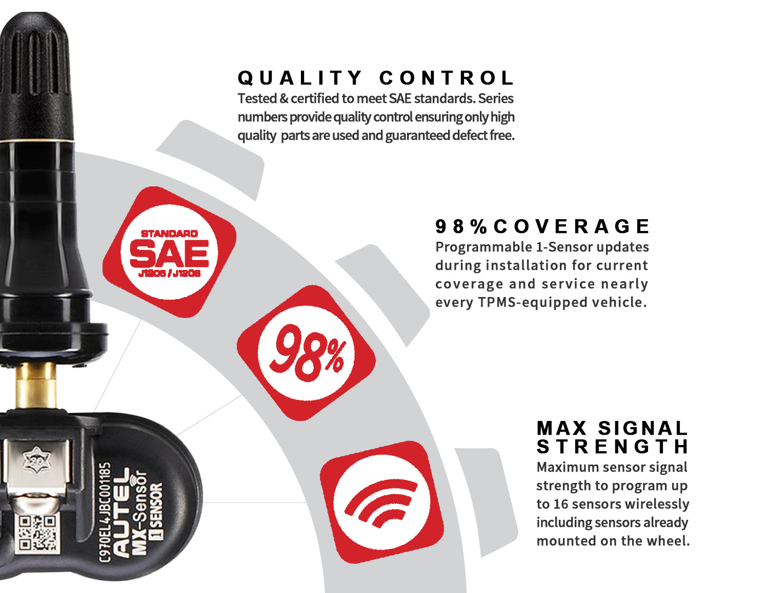 Autel MX-Sensor Programmable Univeral TPMS Angle Adjustable Sensor For Car Tire