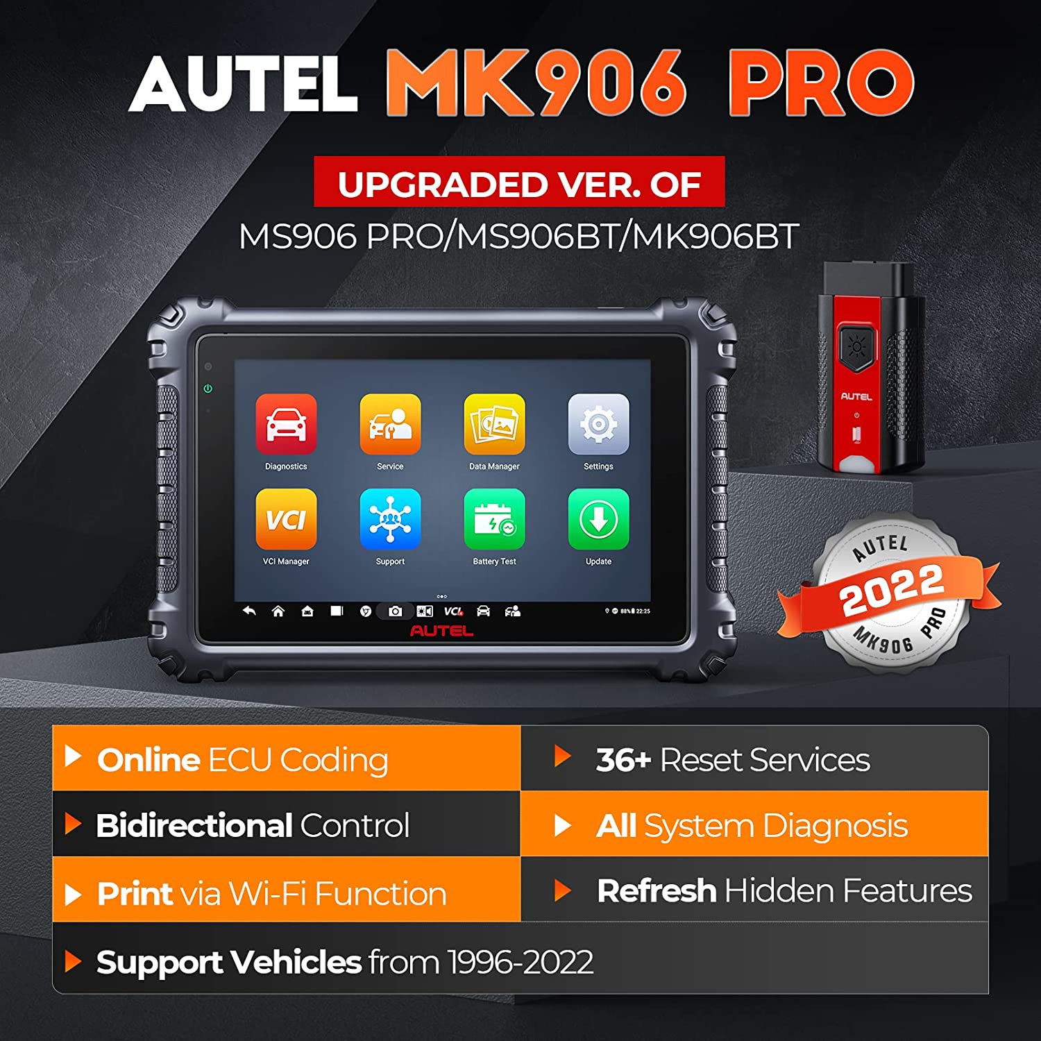 Autel MS906BT Upgrate Version MaxiCOM MK906 Pro Automative Dignostic Scanner Tool For Professional Vehicle Mechanic and DIY Enthusiast