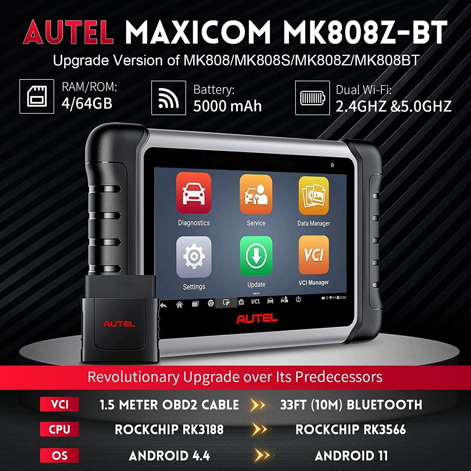 Autel MaxiCOM MK808BT PRO: Android 11, 2023 Upgraded of MK808BT/ MK808S/  MK808/ MaxiCheck MX808, Bi-Directional Control Scan Tool, Active Tests, All  System, 28+ Services, FCA Autoauth, Work with BT506 - Yahoo Shopping
