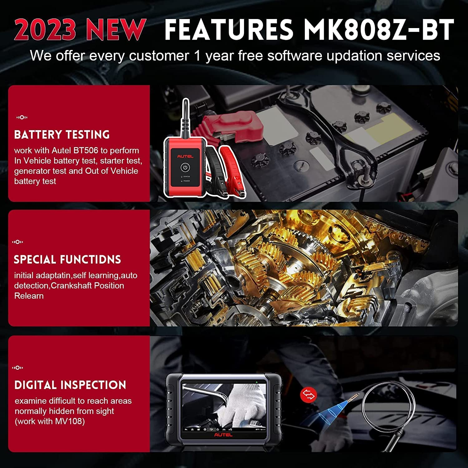 Autel Scanner MaxiCOM MK808Z-BT(Same As MK808BT Pro), 2023 Android