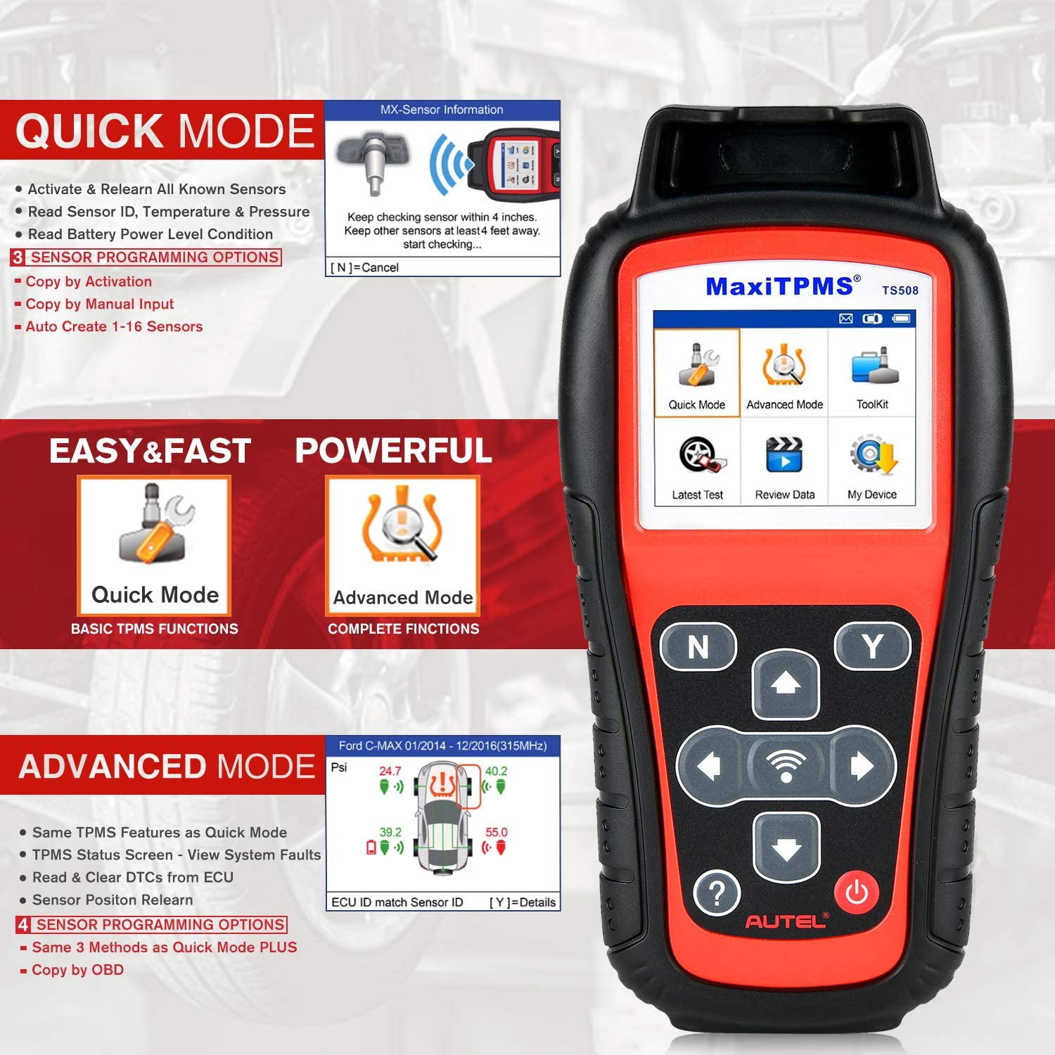 Autel MaxiTPMS TS508WF TPMS Relearn & Reset Tool - Lifetime Free Updates