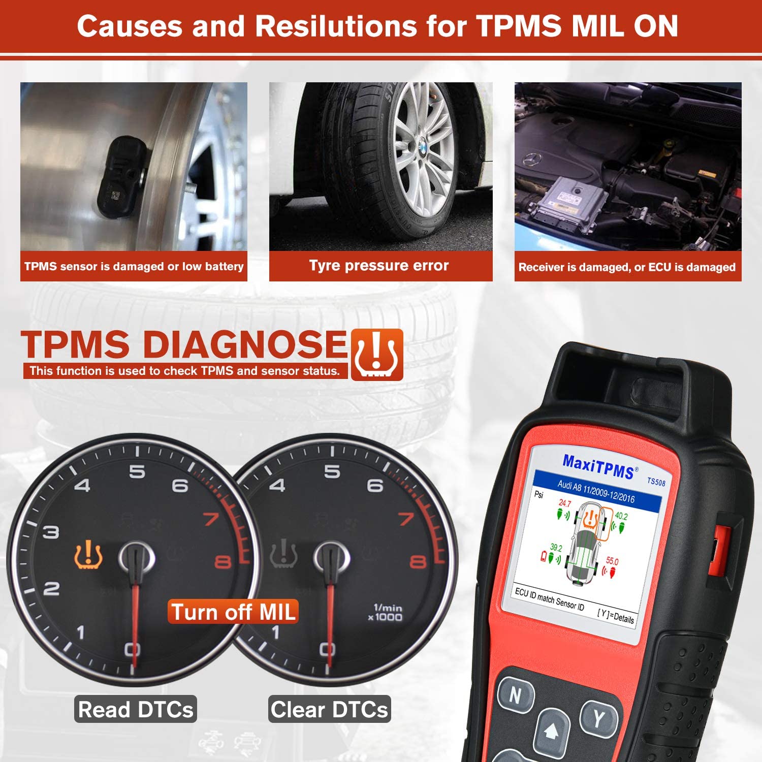 All New] Autel MaxiTPMS TS508WF Tire Pressure Monitoring Tool - Get Now –